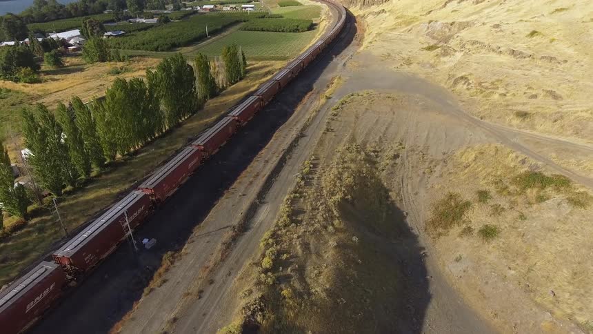 A train driving through the countryside