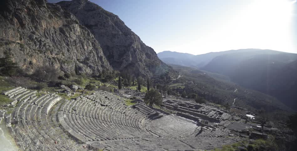 An ancient stadium in the mountains