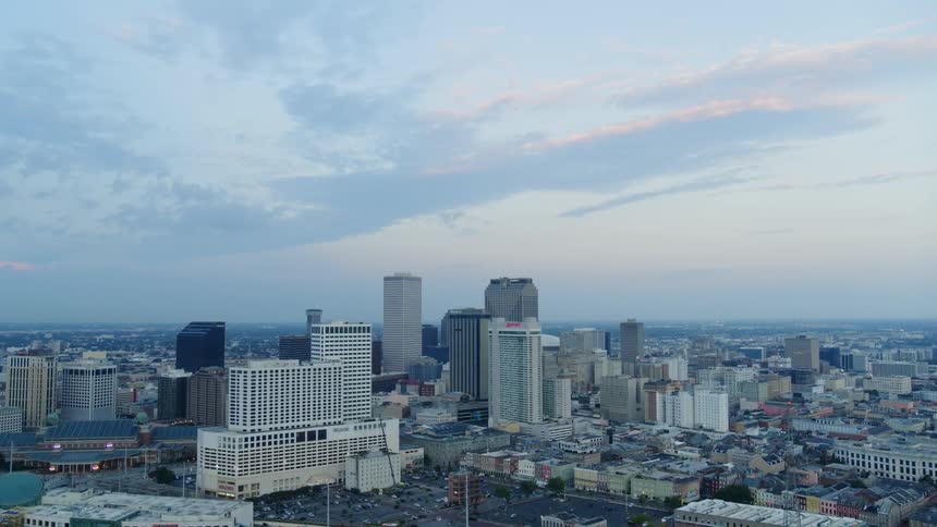 Aerial view of city skyscrapers
