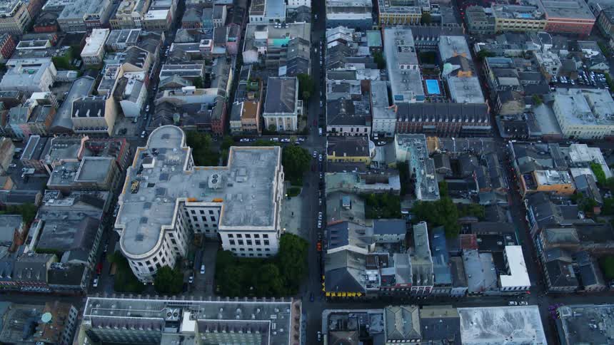 Birds eye view of city streets
