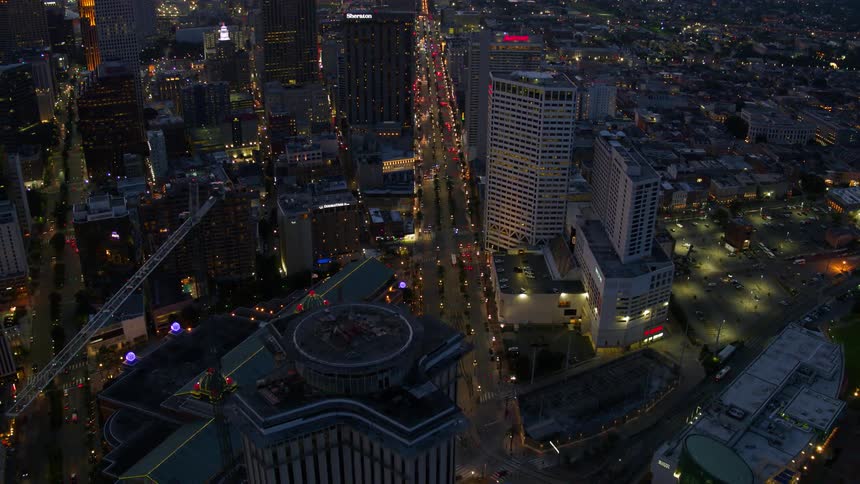 Aerial shots of a downtown urban area