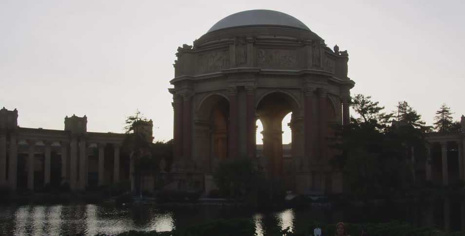 A rotunda in the classical style at sunset