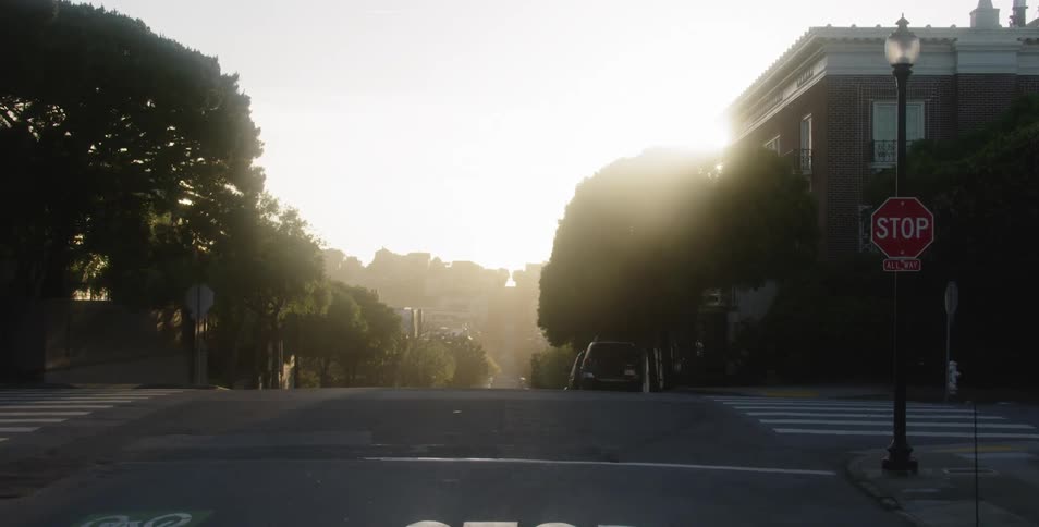 Skyline of a neighborhood and roads