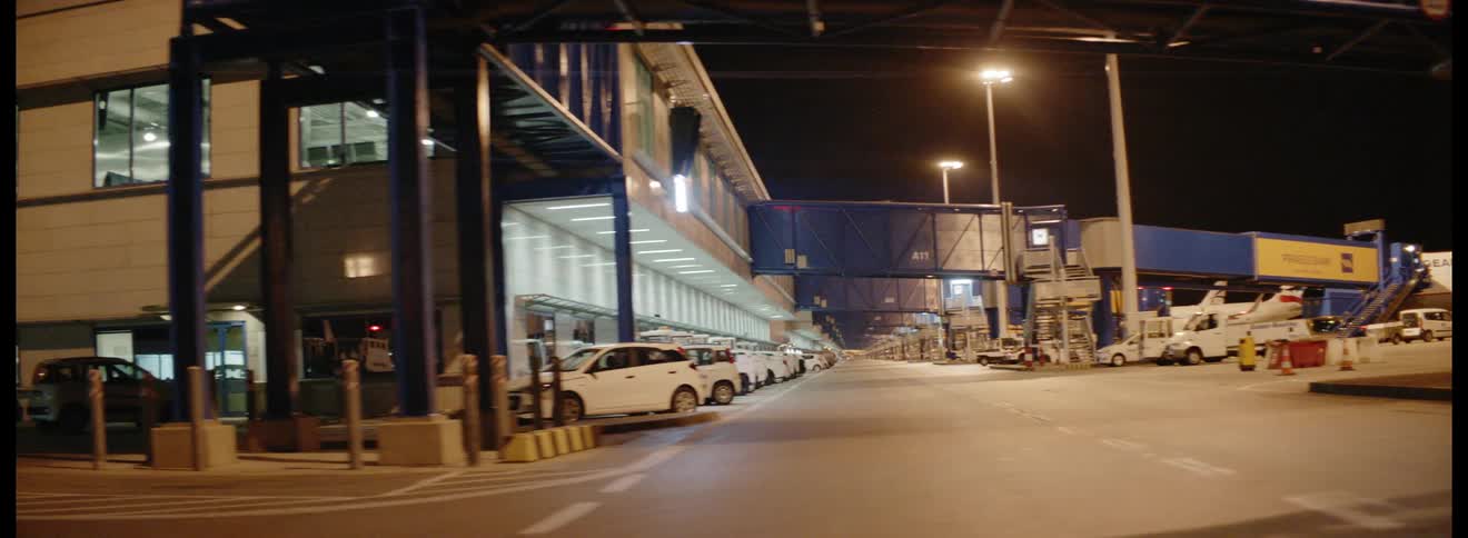 Nighttime view of a tarmac