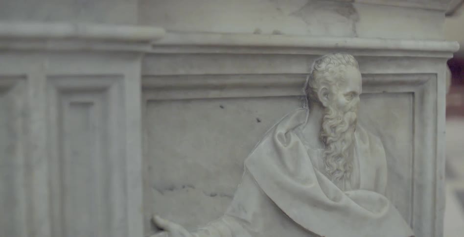 Close up of a carving in marble