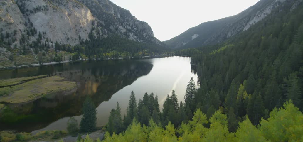 Aerial view of mountain lake
