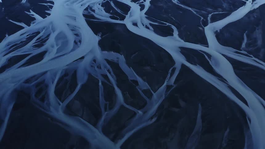 Snow flowing through mountains