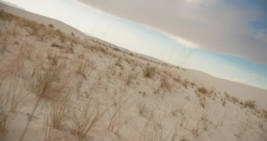 Sand is blowing in the desert area
