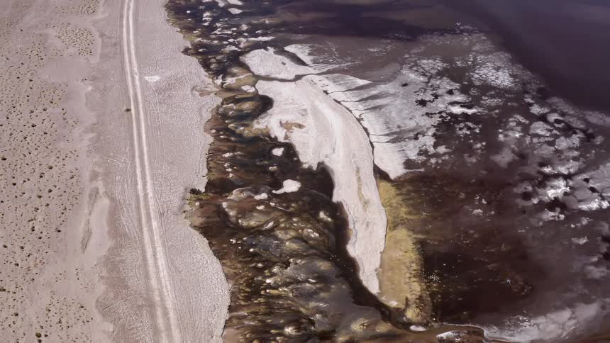 Snow melting on from top of a glacier