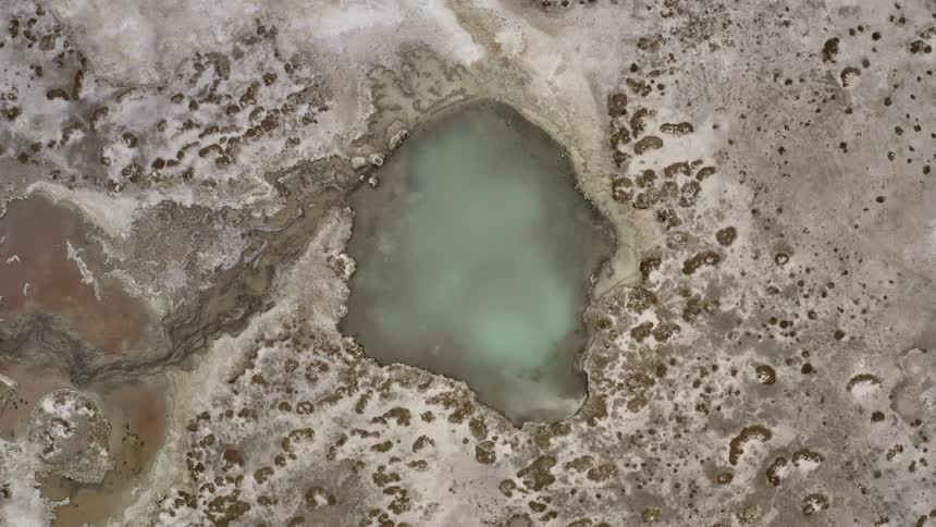 Birds eye view of desert hot springs