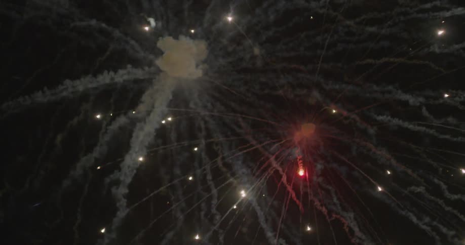 Fireworks are going off outdoors