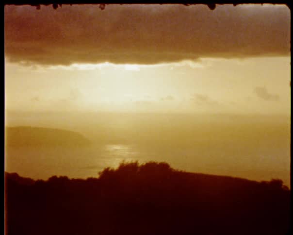 Vintage footage of the hills overlooking the ocean