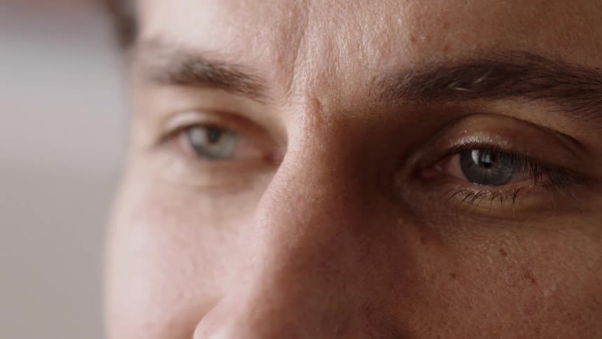 Close view of person blinking