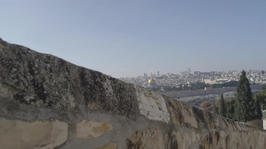Camera looks out over jerusalem