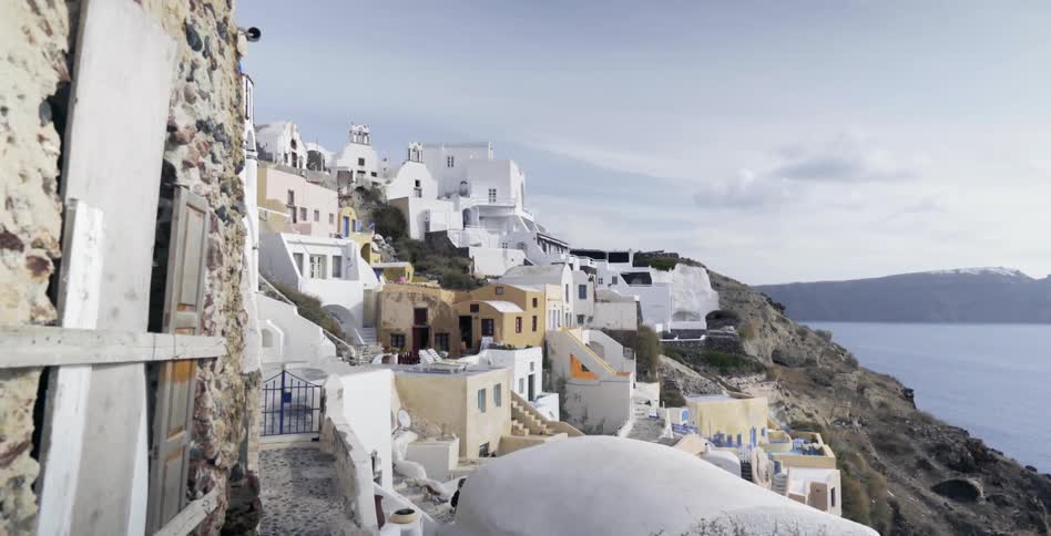 A coastal mountain side town
