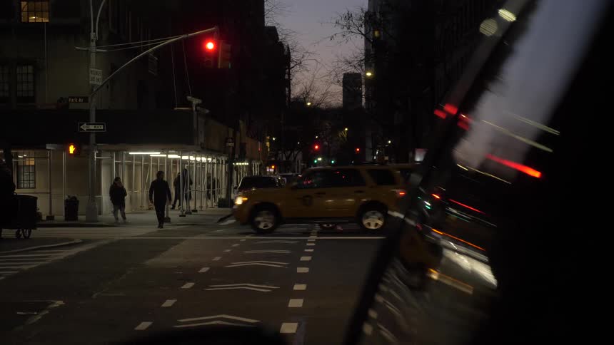 View of city street at night