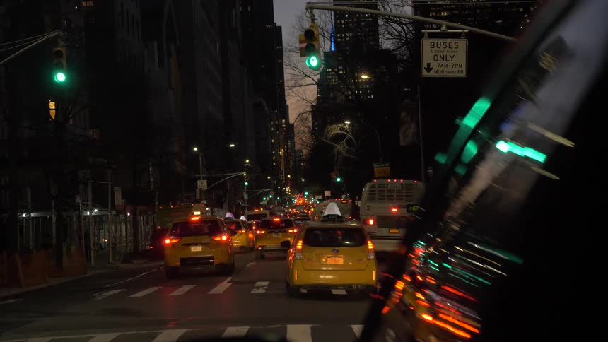 Taxis take over the streets at night