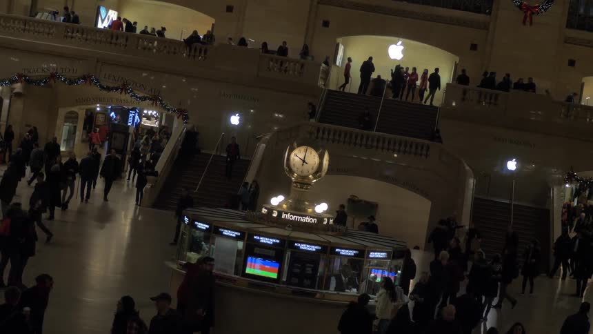 An information booth is located near the east balcony