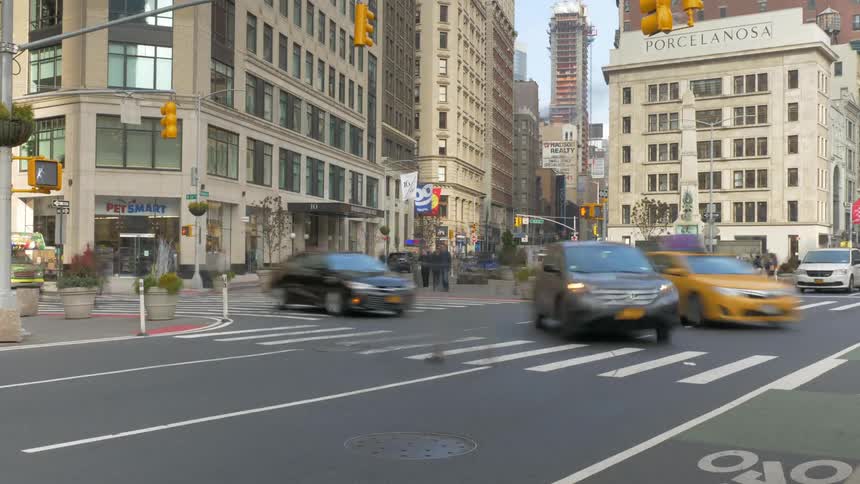 Time lapse of busy downtown city street