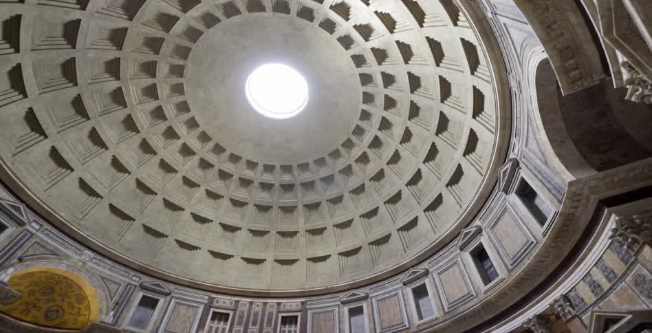 The ceiling of a building