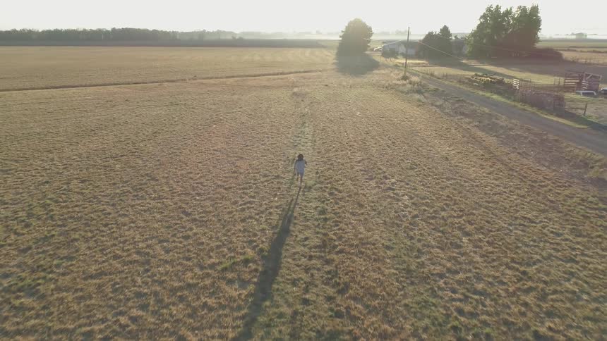 A person running through a field