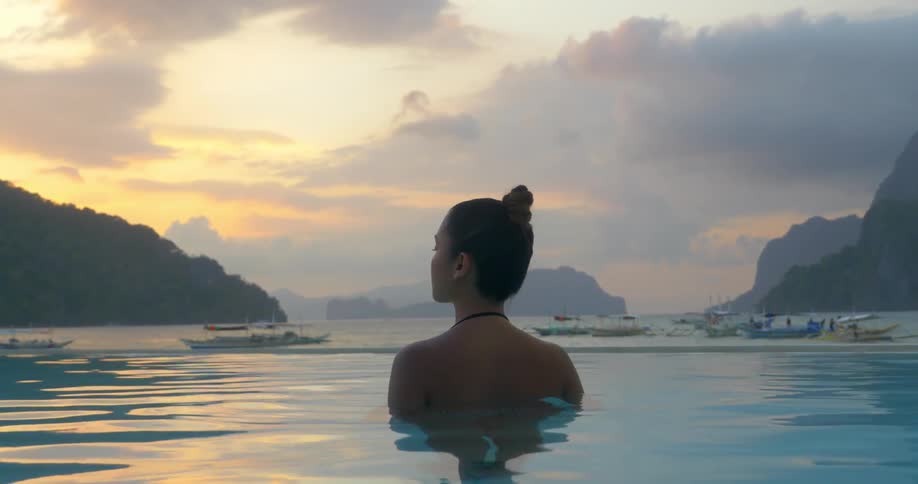 A woman standing in water