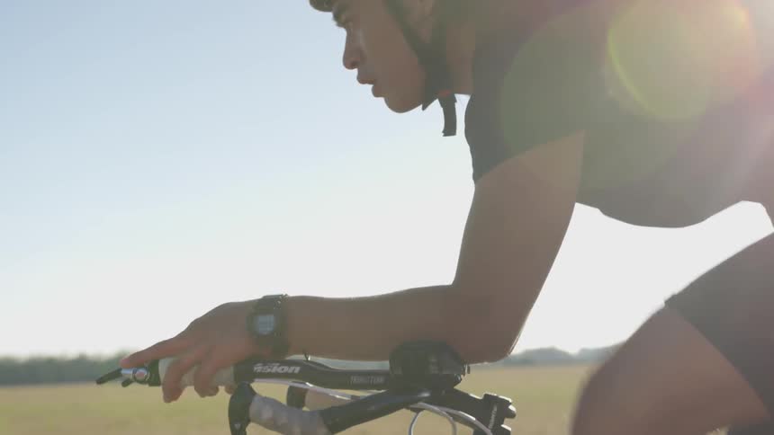 A man riding a bike