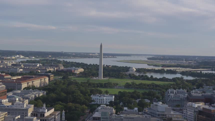An aerial view of the washington monument