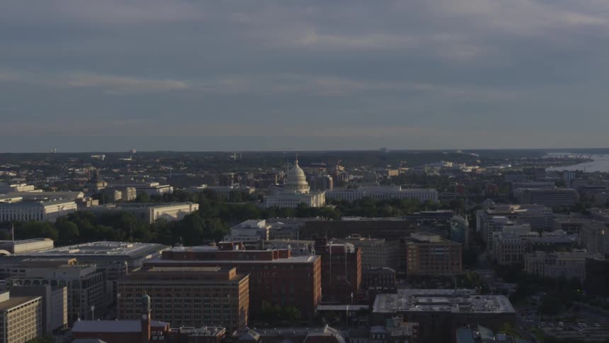 The camera flies over washington dc