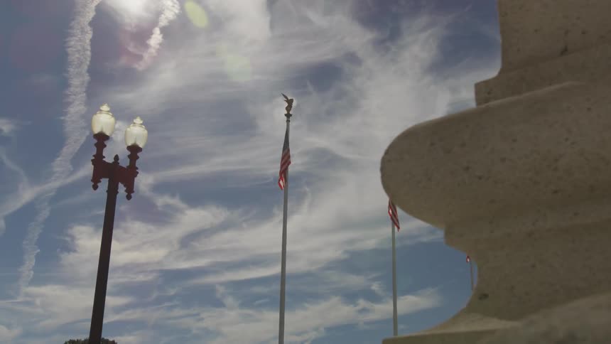 American flags on a sunny day