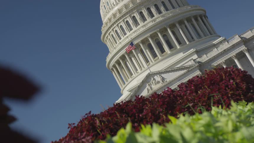 A tilted shot of the capitol building