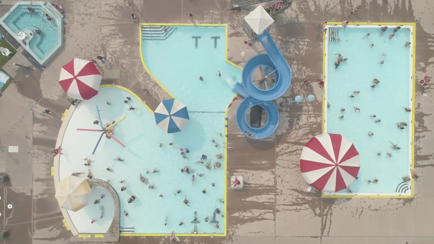 People swimming in a pool