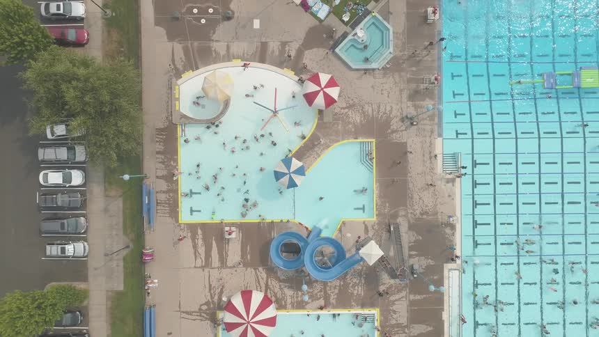 A large water park filled with people