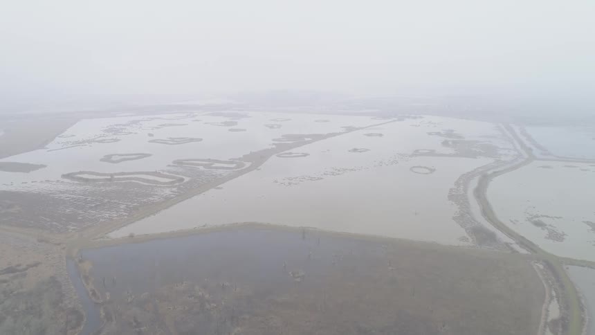 Thick fog covering the land below