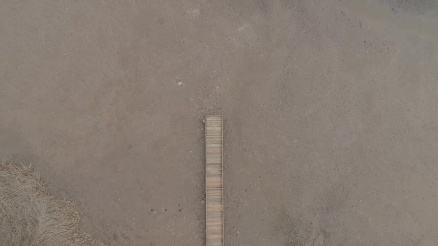 A wooden pier jutting out in a muddy lake