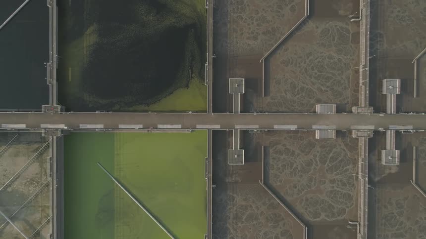 Camera looks over a water treatment area