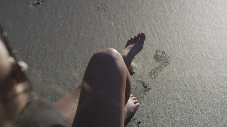 A person sitting in the sand