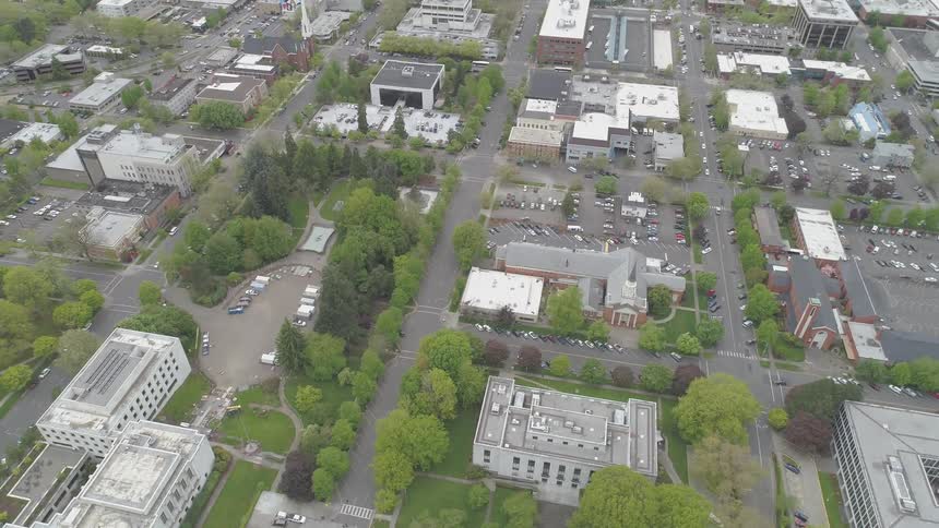 An aerial view of a city