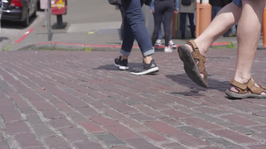People walking along a street
