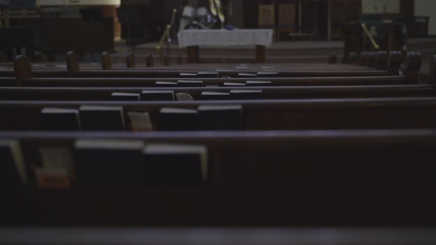 Empty pews in church