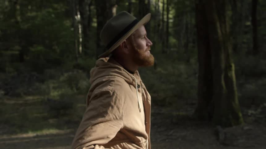 A man walking in the woods