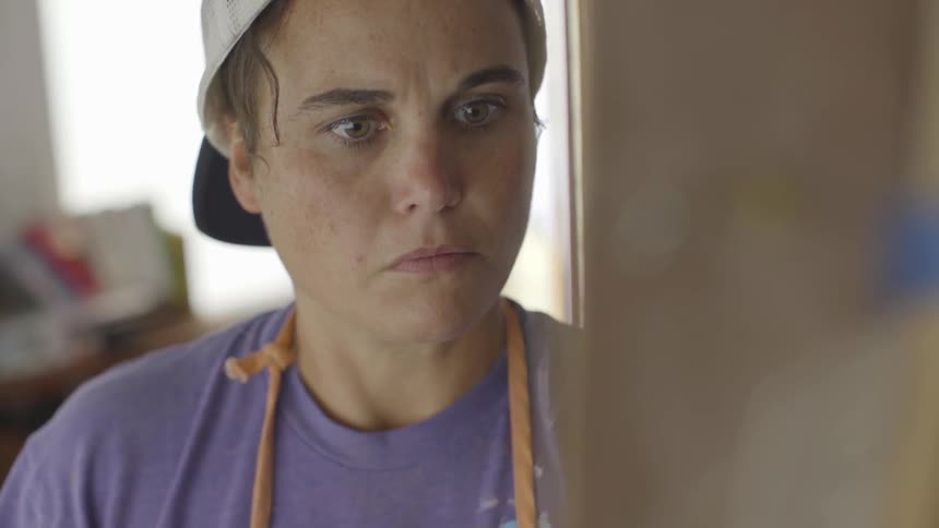 Woman concentrates on work