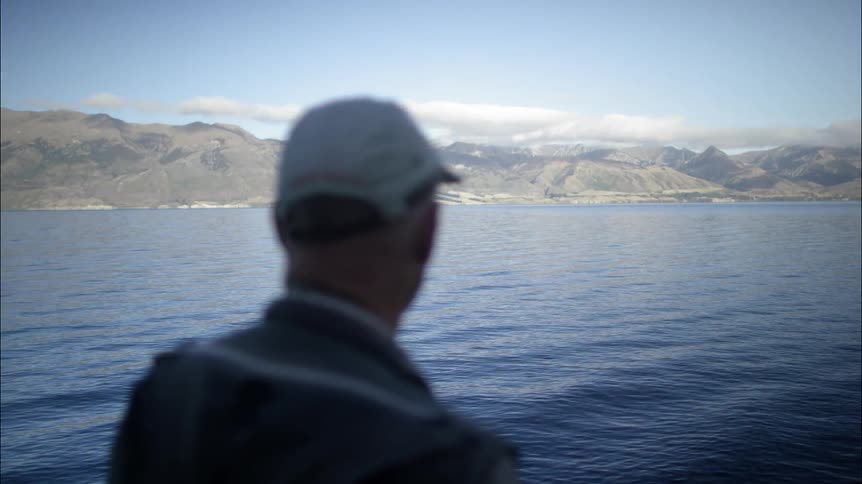 Man watches the water on a sunny day