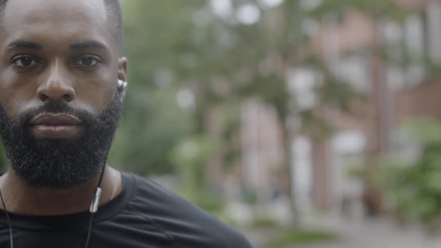 African american man wearing earbuds
