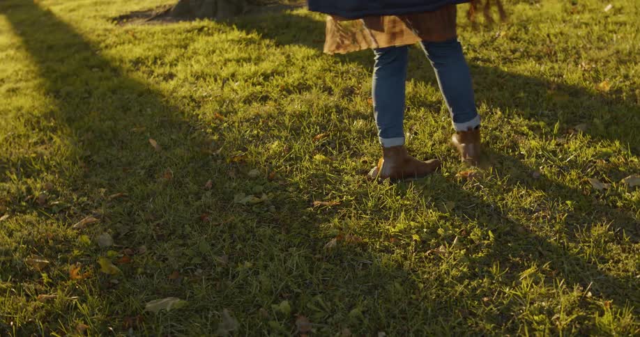 A woman spinning a little girl on the grass