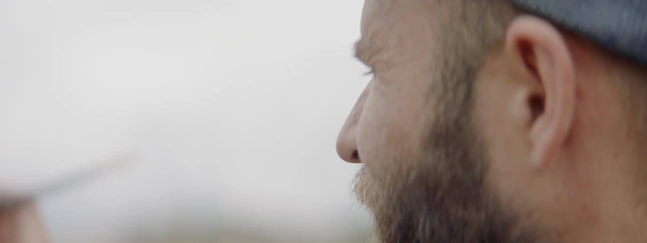 Close up of a man while he paints