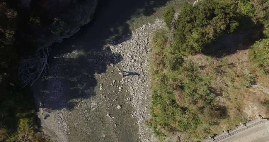 Man Fly Fishing At Lake Hawea