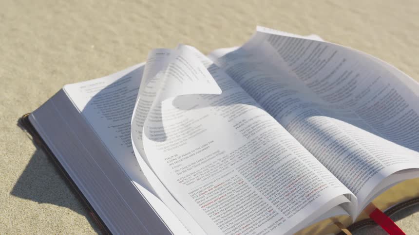 A book outside with the pages blowing in the wind