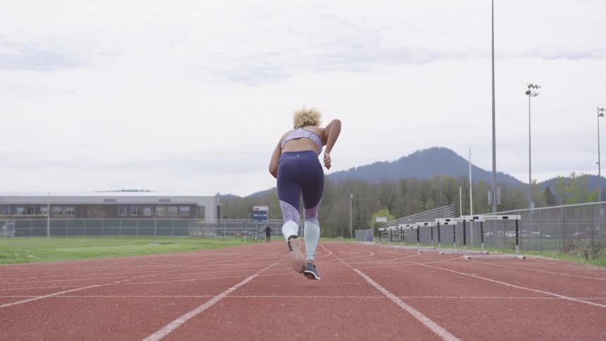 Woman runs track