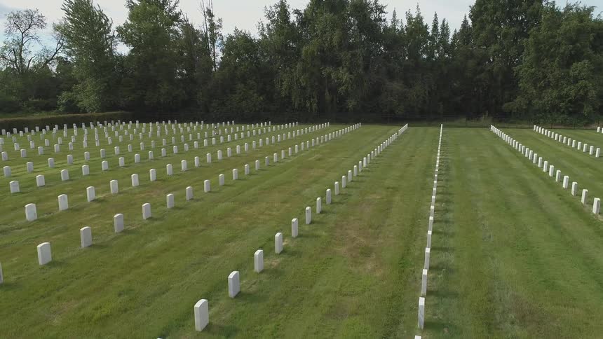 Many headstones of military men and women